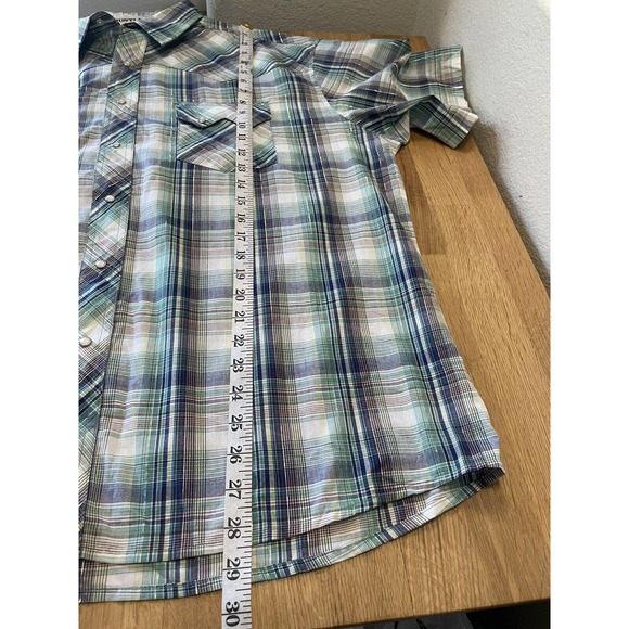 Vintage Rustler by Wrangler Pearl Snap Plaid Button Down Shirt Size XL - Picture 6 of 9